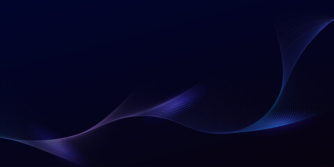 Abstract glowing wave lines on dark blue background. Dynamic wave pattern. Modern flowing wavy lines and Futuristic technology concept