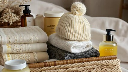 Baby Clothes and Accessories in a Wicker Basket - Powered by Adobe