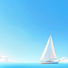 Obraz premium Sailing Yacht, Ocean, Blue Sky