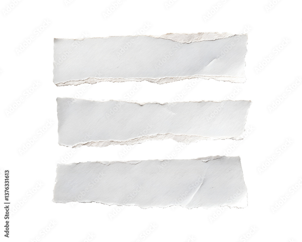 Aufkleber white ripped paper with torn edges on strips isolated on a transparent background in png format for 