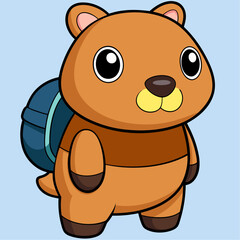 Obraz premium Smiling Student Capybara Mascot with a Backpack