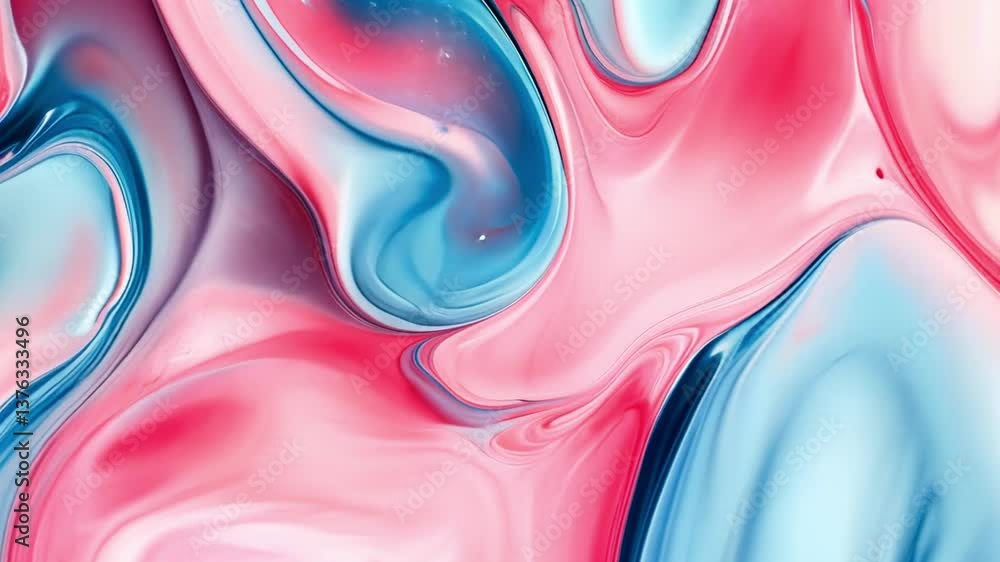 Aufkleber abstract fluid art with swirls of blue and pink shades, creating a vivid and dynamic visual experien