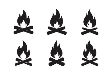 a campfire icon flames logs vector art silhouette 
