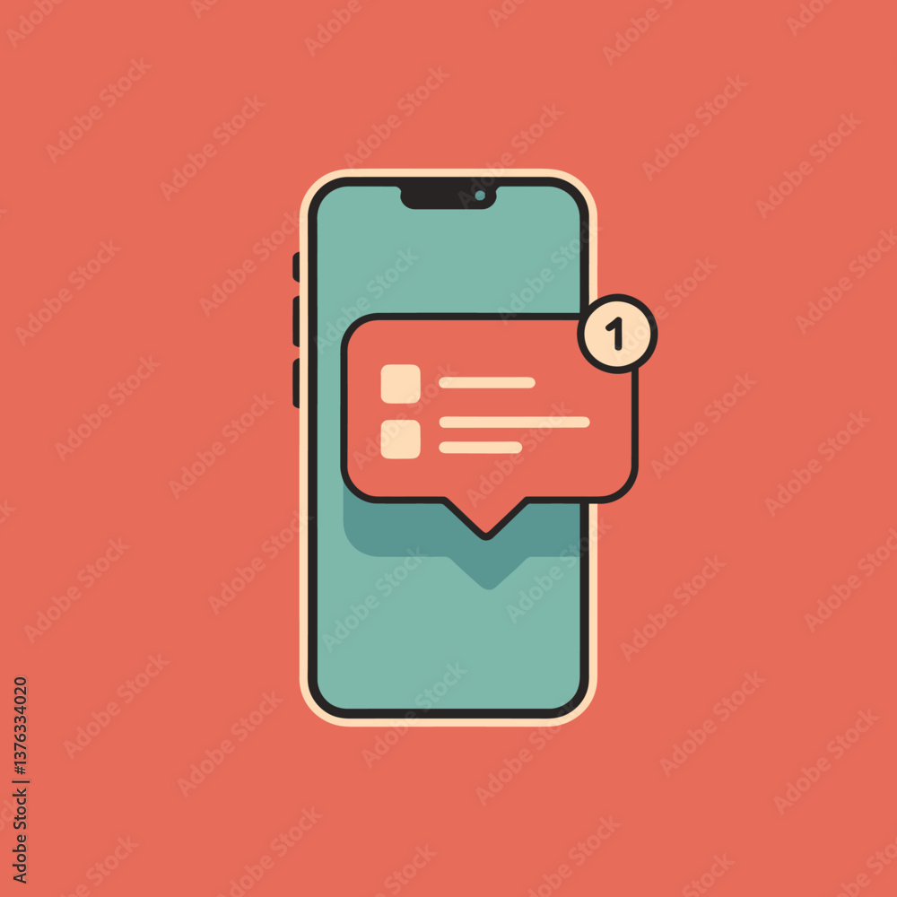 Aufkleber smartphone with notification badge: new message alert icon on mobile device, isolated vector illustr