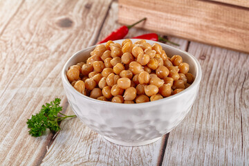 Boiled chickpea beans in the bowl