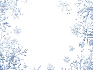 White Snowflakes Frame on Transparent Background, PNG