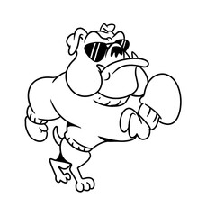 Stylish Bulldog Wearing Sweater and Sunglasses Vector Illustration