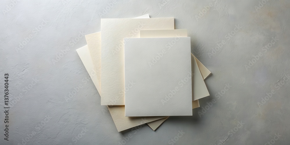 Aufkleber elegant stack of cream-colored papers on a textured surface, ideal for mockups and design projects