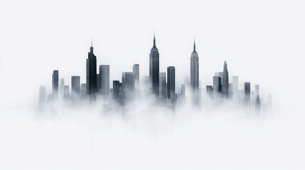 Obraz premium Mysterious Manhattan Skyline Emerging from the Fog
