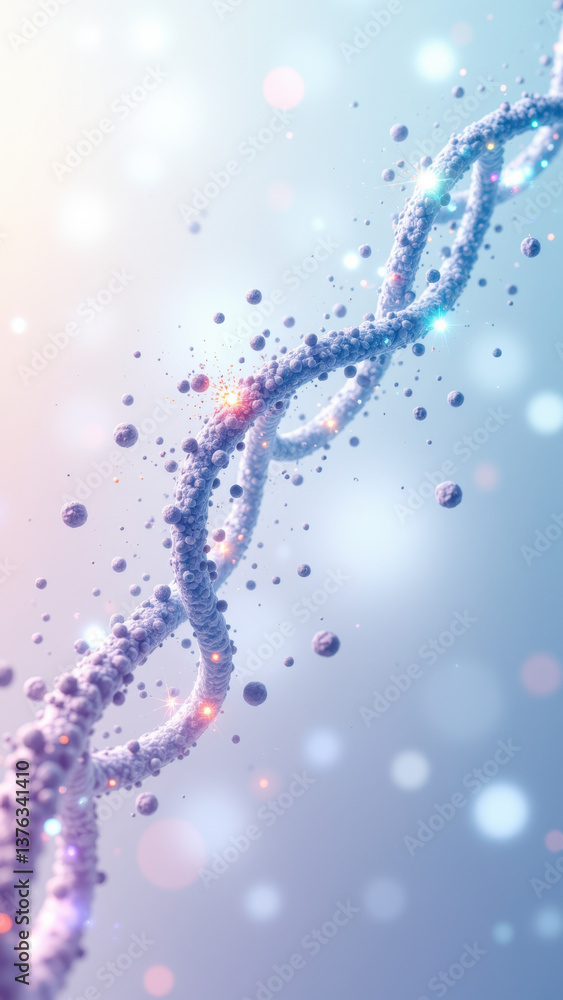 Poster an artistic representation featuring a prominent glp-1 molecule with glowing orbs, set against a blu