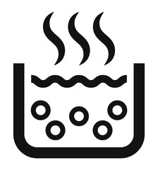 icon of a boiling pot with steam and bubbles rising from the surface.