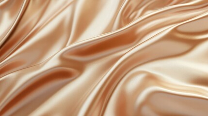 Obraz premium Luxurious champagne gold silk fabric drapes elegantly in soft folds creating a rich textured background ideal for design projects and presentations showcasing elegance and