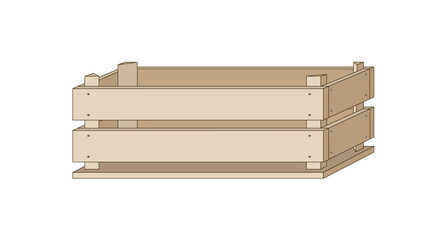 Wooden box. Vector illustration isolated on white. You can put items in the box.
