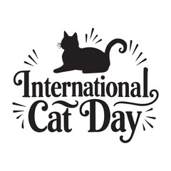 Silhouette International Cat Day vector illustration.