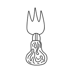 Cheese fork. Hand drawn black outline clipart for your projects.