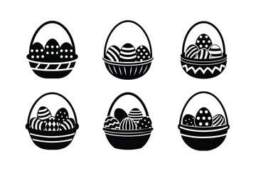 Egg basket vector art silhouette