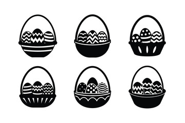 Egg basket vector art silhouette