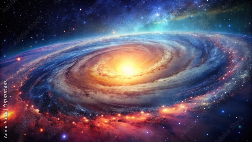 Poster a celestial tapestry radiant nebula swirls in a symphony of cosmic colors, unveiling a universe of w