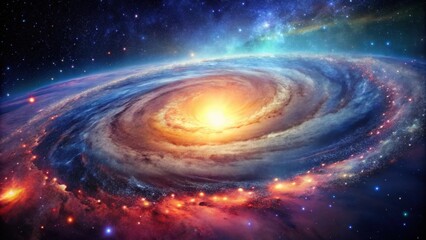 Obraz premium A Celestial Tapestry Radiant Nebula Swirls in a Symphony of Cosmic Colors, Unveiling a Universe of Wonder and Mystery