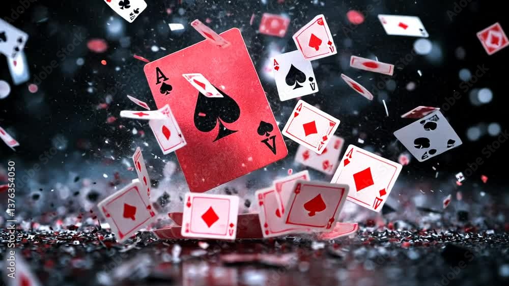 Poster falling poker cards create dynamic animation background generative ai