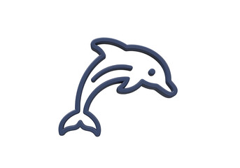 Dolphin Shape Simple Outline Blue Color on White Background
