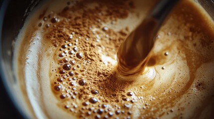 Protein Powder Being Stirred Into Coffee