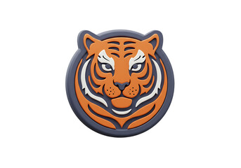 Obraz premium Stylized Tiger Face Design Orange White and Gray on White Backdrop