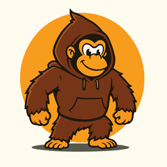 Gorilla in Hoodie – Fun and Playful Monkey Mascot Illustration