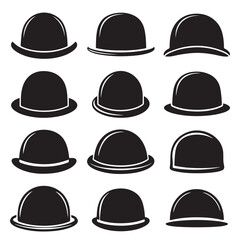 set vector various bowler hats	