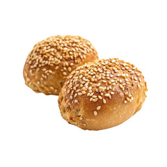 Bun with scattered sesame seeds isolated on a white background