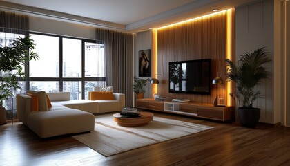 Fototapeta premium Luxury Living Room Design Ideas Explore Modern Interior Decor with Natural Light, Comfortable Seating, and Elegant Furniture Discover Inspiring Home Design Concepts for Your Living Space Create a