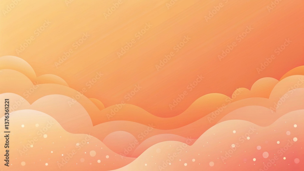 Aufkleber abstract orange and peach hues layered cloud design background for digital projects