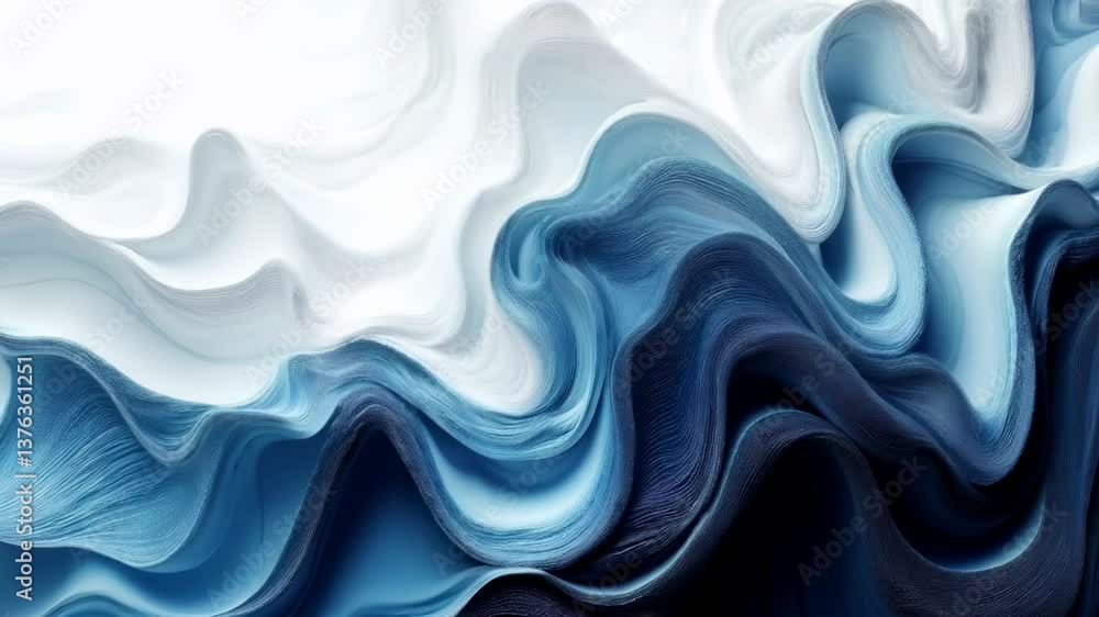 Poster dynamic flowing abstract waves in blue tones creating a mesmerizing visual movement