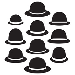 set vector various bowler hats	