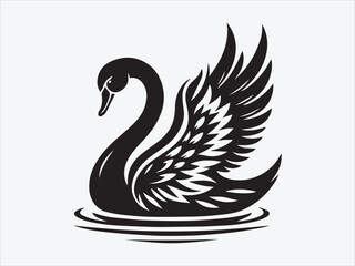 Obraz premium Elegant Swan Silhouette with Graceful Curves and a Majestic Posture