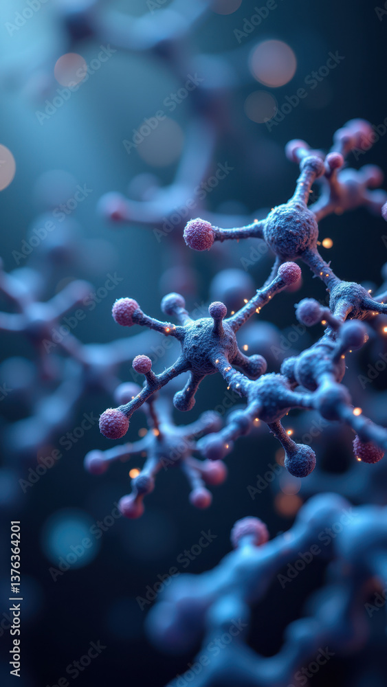 Aufkleber stunning 3d rendering of a glp-1 molecule with intricate molecular structure details.