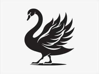 Obraz premium Elegant Swan Silhouette with Graceful Curves and a Majestic Posture