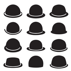 set vector various bowler hats	
