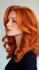 Side view of a woman with voluminous, bouncy curls perfectly styled after a salon treatment