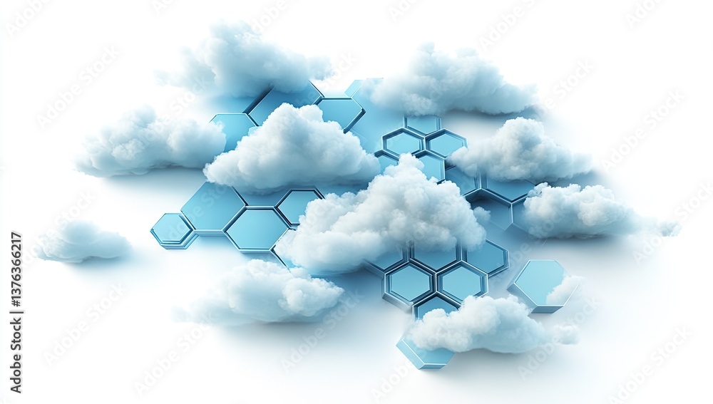 Aufkleber abstract graphic of hexagonal shapes and clouds