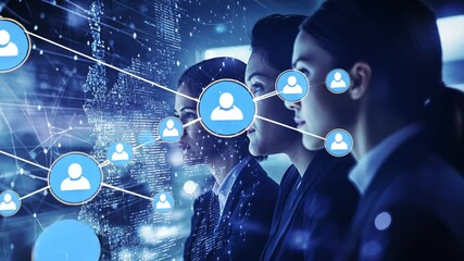 Diverse team of women viewing global social network connection for business solutions - Powered by Adobe