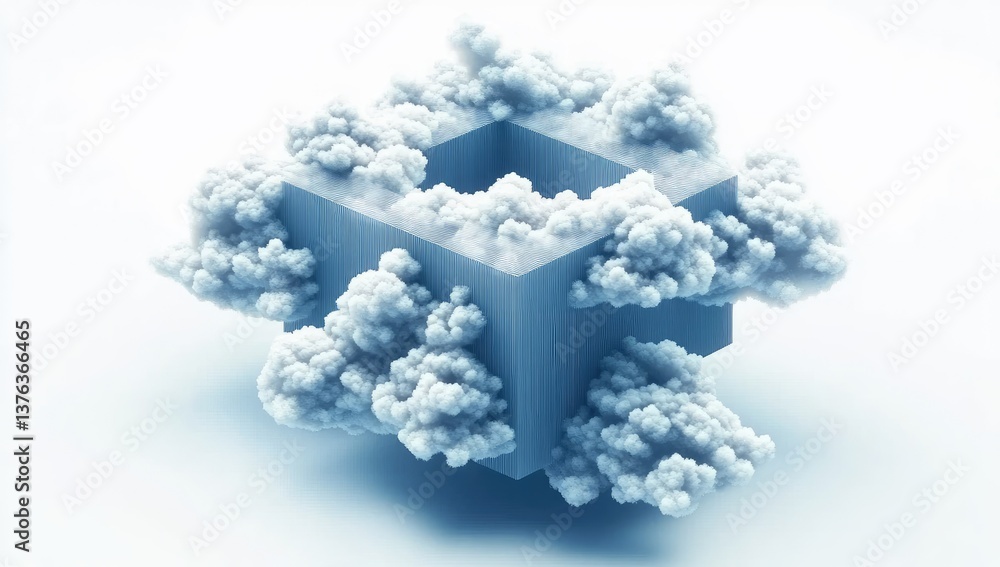 Poster abstract cube cloud structure