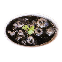 Coastal restaurant's gourmet black seafood elegant close-up experience