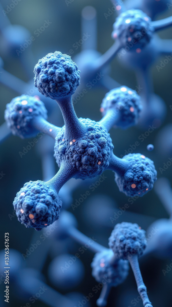 Poster a microscopic view of a glp-1 molecule within a cellular environment.