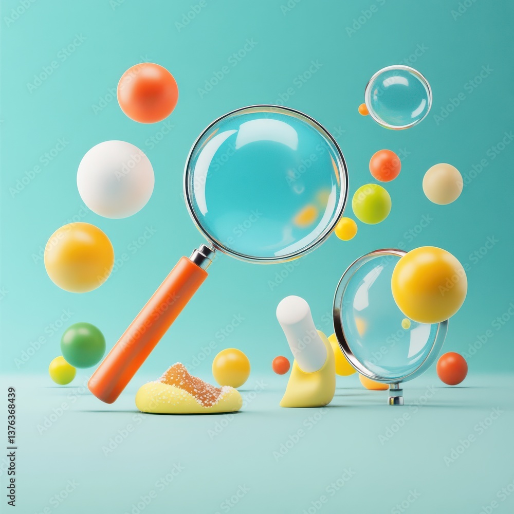Aufkleber bouncing magnifying glasses playful setting gigapixel standard colorful environment creative perspec