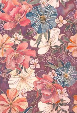 brite colour floral allover design for diztal printing