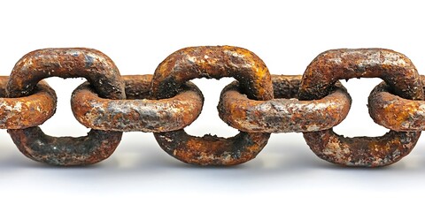 Rusty chain links closeup.