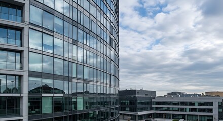 Fototapeta premium Modern glass office building exterior.