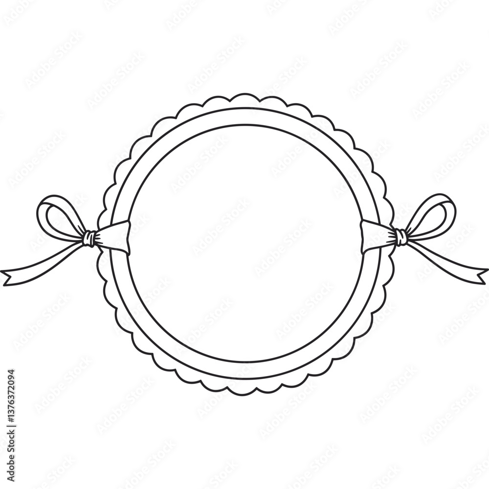 Poster circular badge with ribbon bows label design template for decoration or emblem design element in out