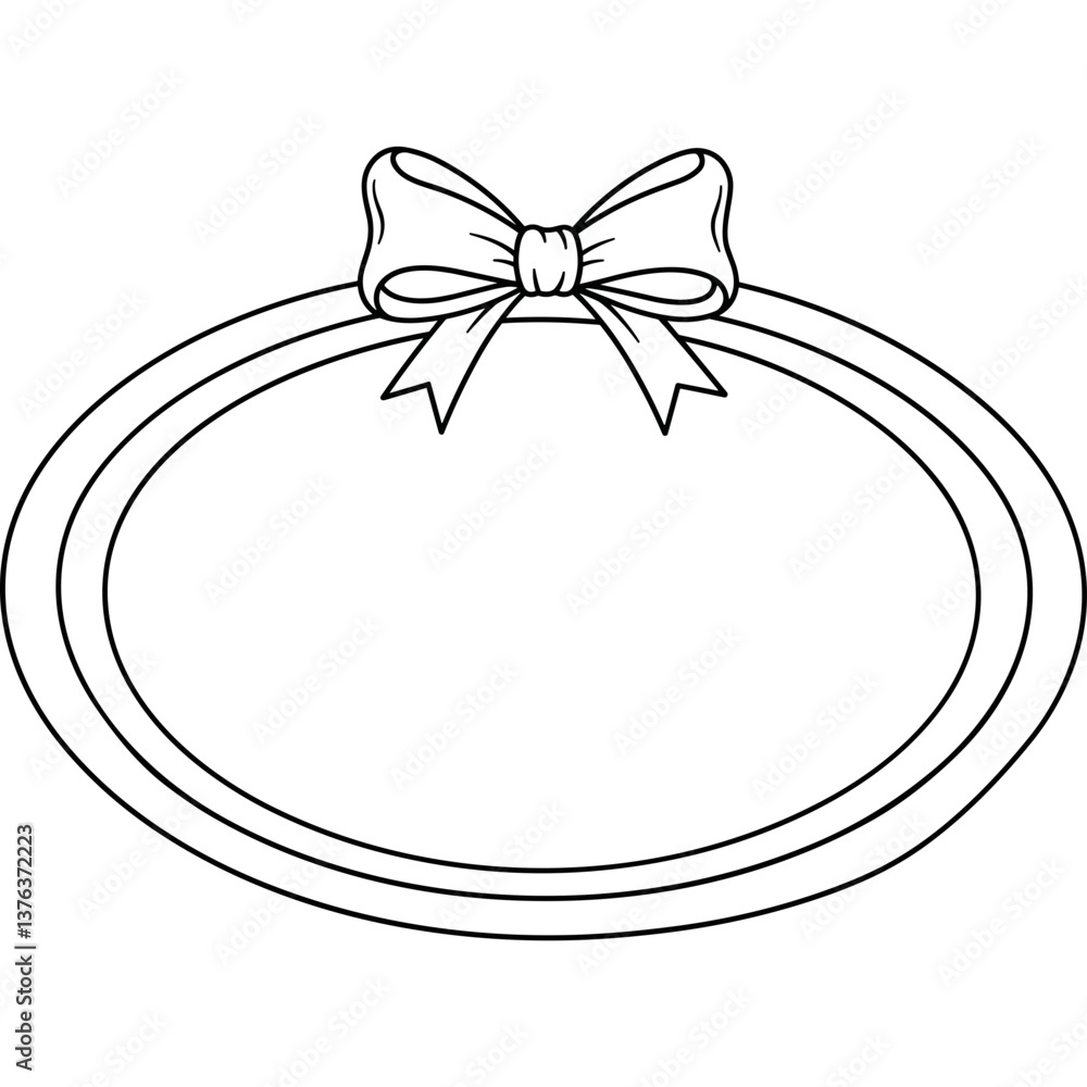 Poster oval frame with bow graphic resource empty frame oval shape outline drawing decorative element templ